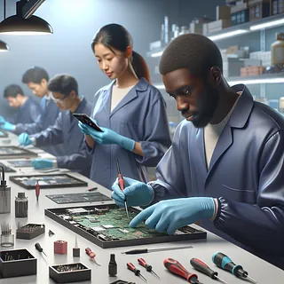 Realistic stock image of modern phone repair.